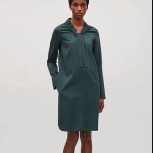 COS GATHERED NECK WOOL DRESS